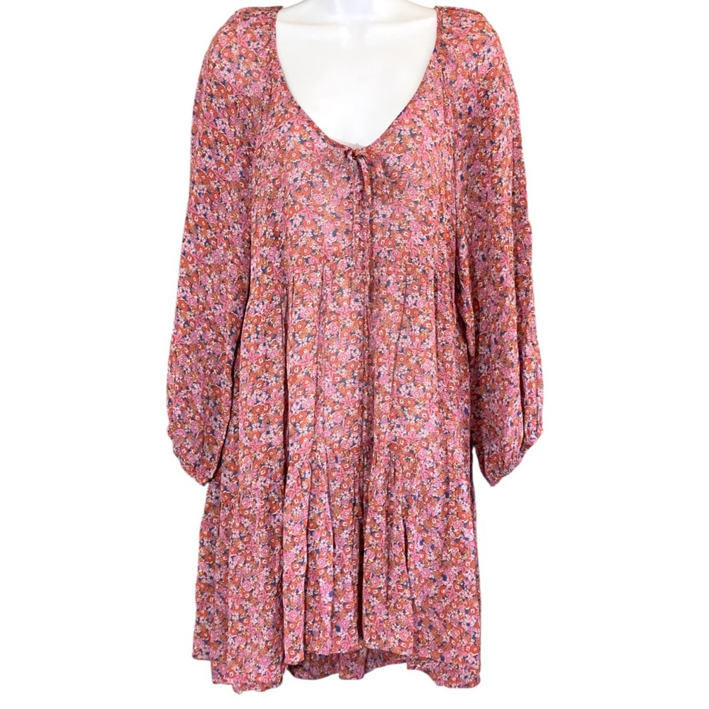 Sanctuary Cottagecore Dress Pink Babydoll M Ditsy Floral Boho Hippie Peasant - Picture 2 of 9